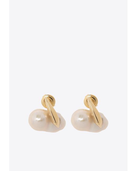 Bottega Veneta White Small Baroque Pearl Earrings