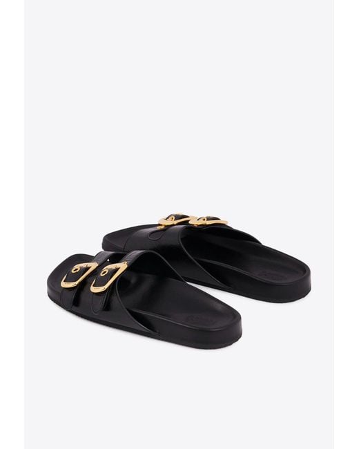 Chloé White Polly Leather Slides