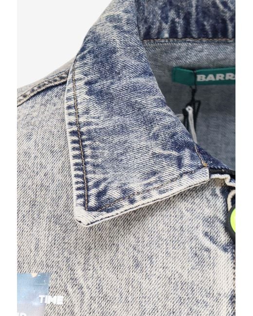 Barrow Gray Washed Denim Printed Jacket for men
