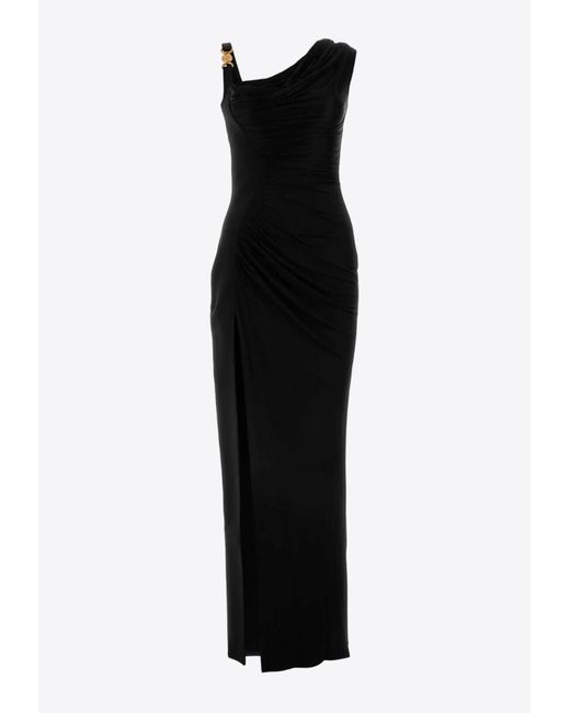 Versace Black Medusa Draped Maxi Dress