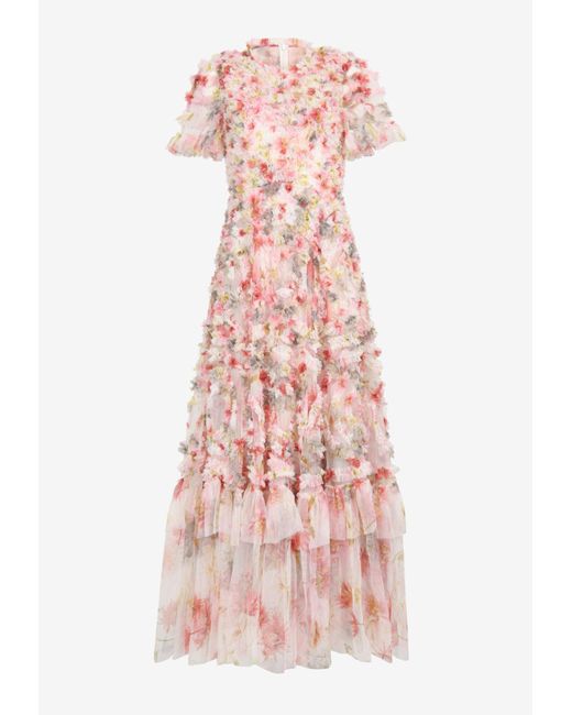 Needle & Thread Pink Hummingbird Verity Maxi Floral Dress