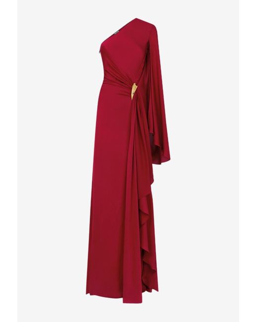 Tom Ford Red One-Shoulder Draped Maxi Dress