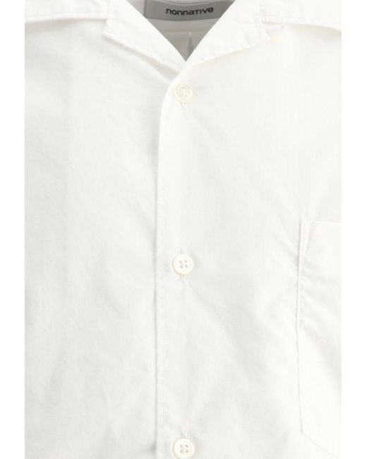 Nonnative White Logo-Embroidered Buttoned Shirt for men