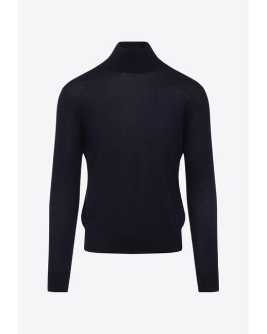 Saint Laurent Blue Turtleneck Wool And Cashmere Sweater for men