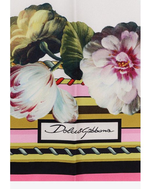 Dolce & Gabbana Multicolor Floral Print Silk Scarf