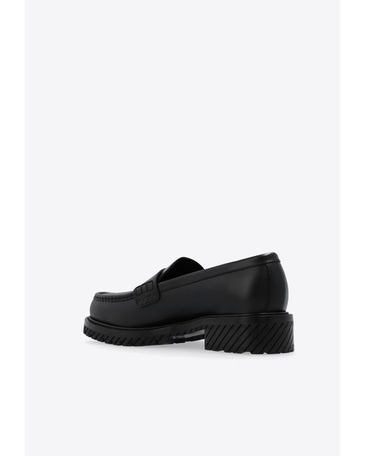 Off-White c/o Virgil Abloh Black Military Leather Loafers for men