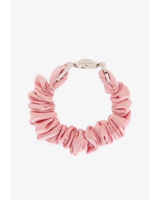 Versace Pink Medusa Plaque Satin Scrunchie