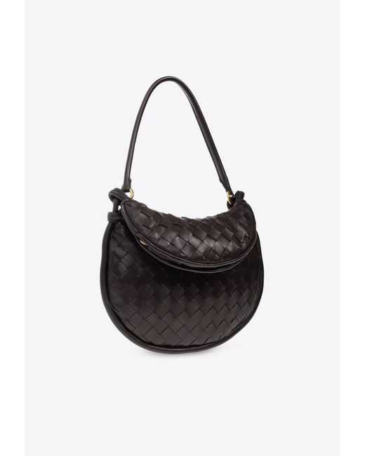 Bottega Veneta Black Small Gemelli Intrecciato Leather Shoulder Bag