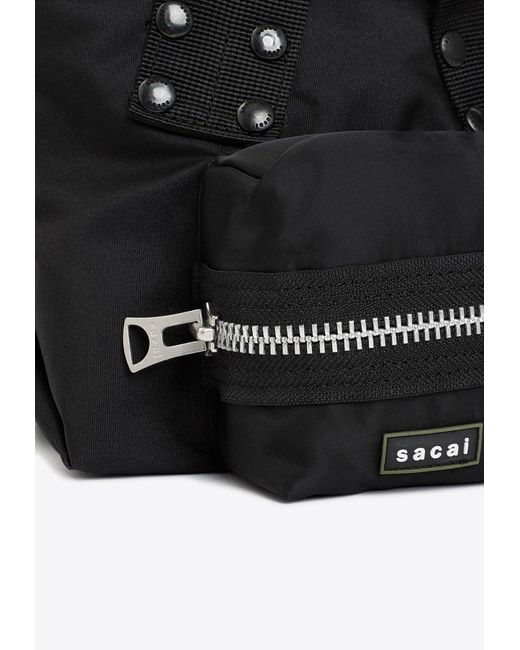 Sacai Small Coal Tote Bag in Black | Lyst