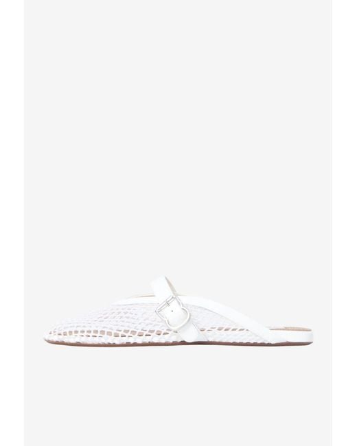 Alaïa White Mesh Flat Mules