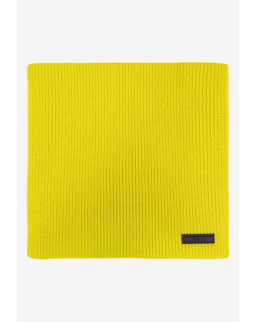 Versace Yellow Logo Tag Knitted Wool Scarf for men