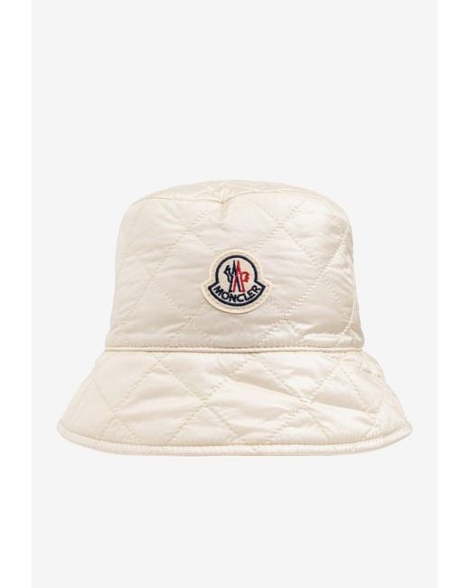 Moncler Natural Logo Patch Quilted Nylon Bucket Hat