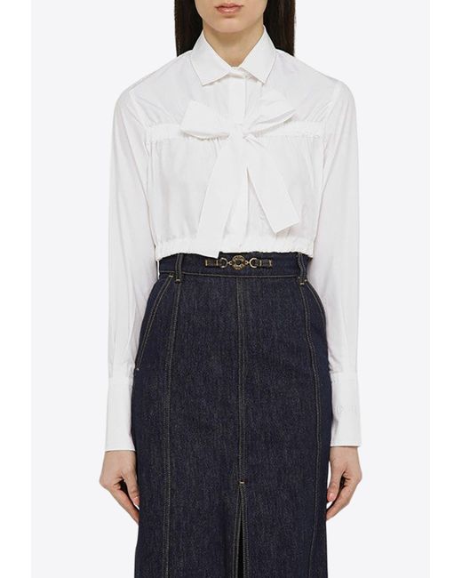 Patou White Cropped Shirt With Bow