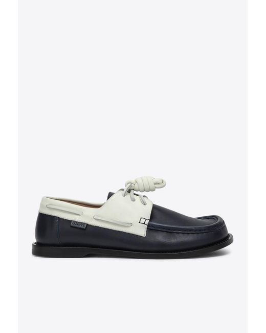 Loewe Blue Campo Leather Boat Shoes