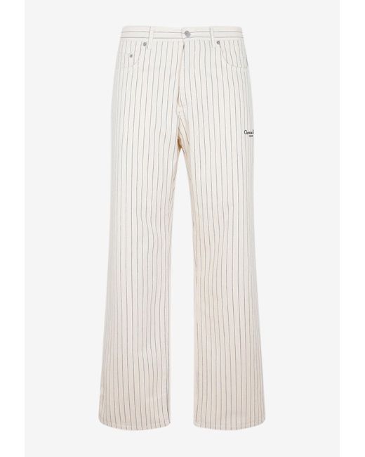Dior White Straight-leg Striped Jeans for men