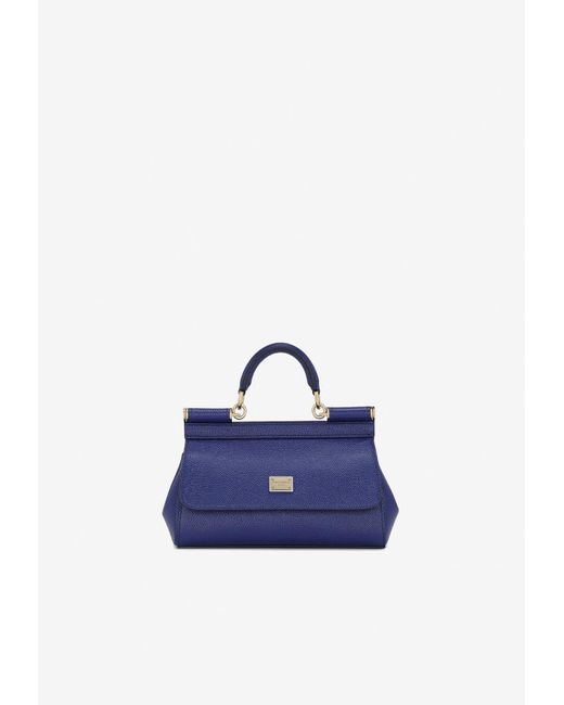 Dolce & Gabbana Small Sicily Top Handle Bag In Dauphine Leather in Blue ...