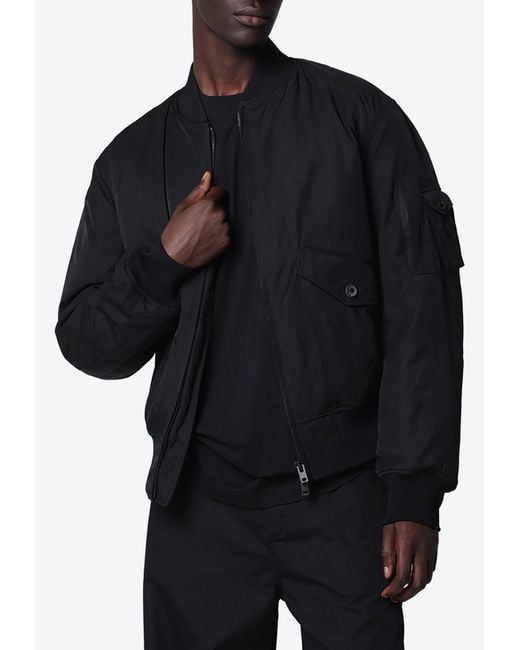 Y-3 Blue Zip-Up Bomber Jacket for men