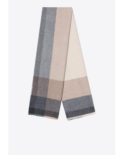 Brunello Cucinelli White Colorblocked Scarf for men