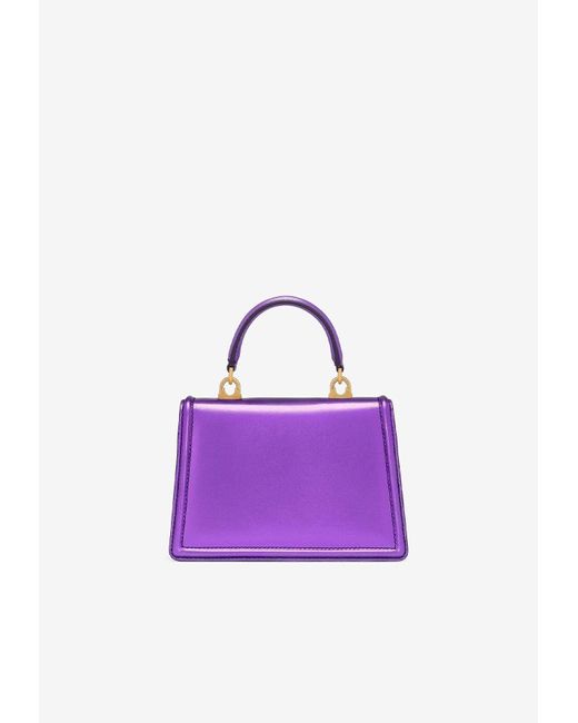 Dolce & Gabbana Purple Small Devotion Leather Top Handle Bag