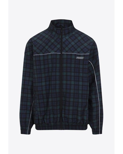 Martine Rose Blue Checked Zip-Up Jacket for men