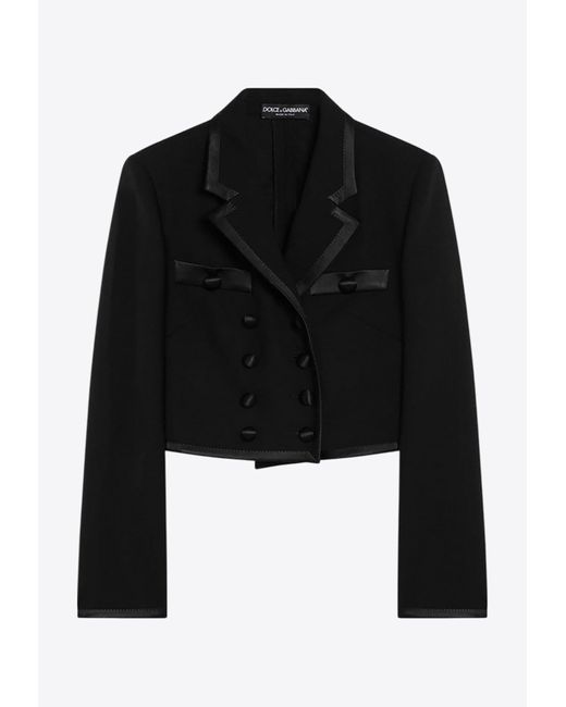 Dolce & Gabbana Black Cropped Double-Breasted Jacket
