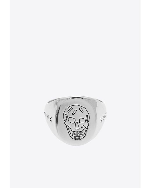 Alexander McQueen White Skull Signet Ring for men