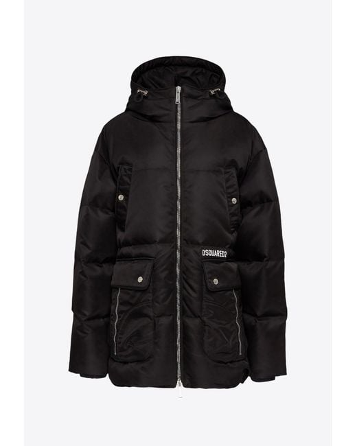 DSquared² Black Multi-Pocket Parachute Puff Jacket