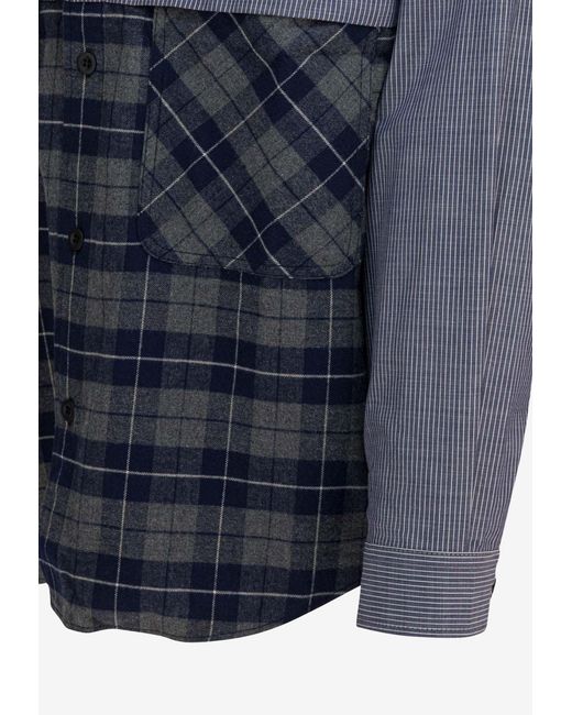 Comme des Garçons Blue Checked Buttoned Shirt for men