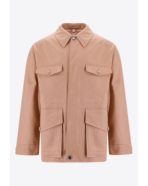 Burberry Pink Logo Embroidered Field Jacket for men
