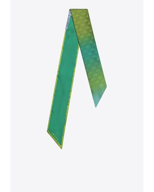 Prada Green Printed Silk Twill Scarf
