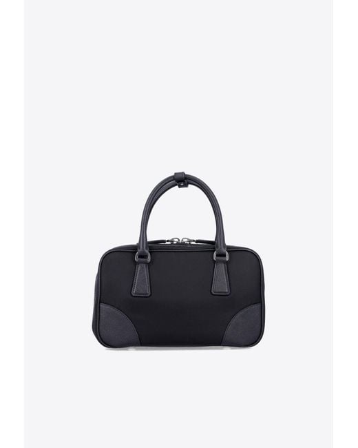 Prada Blue Triangle Logo-Embroidered Top Handle Bag
