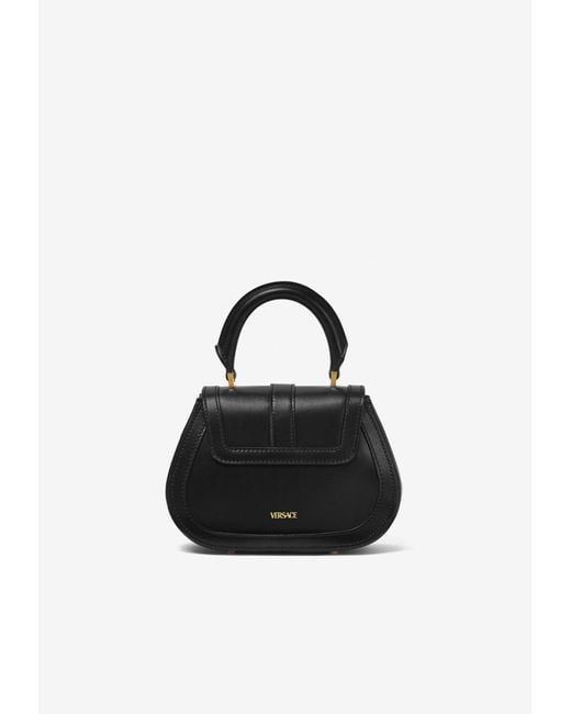 Versace Black Mini Greca Goddess Top Handle Bag