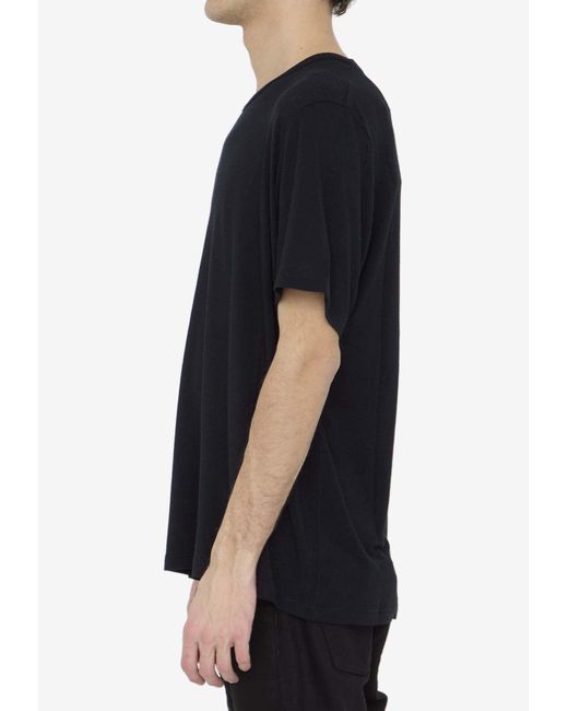 Saint Laurent Black Crewneck Short-Sleeved T-Shirt for men