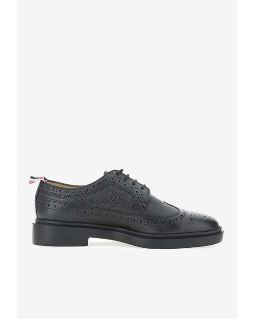 Thom Browne Black Pebbled Leather Oxford Shoes for men