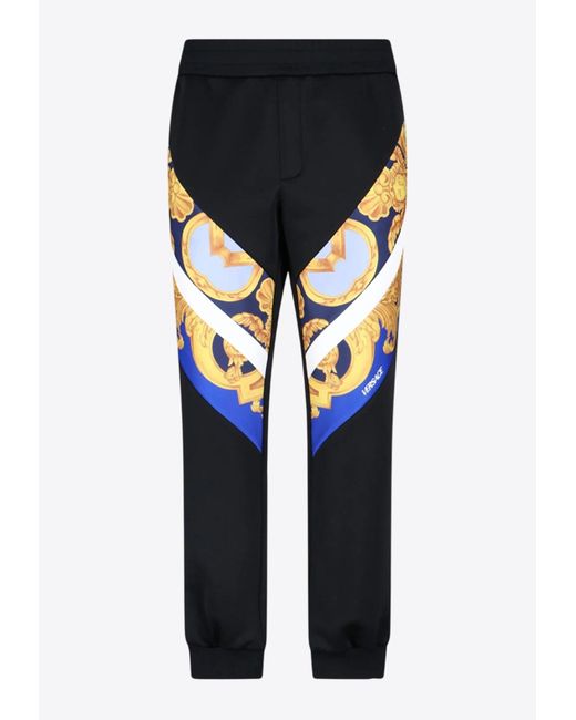 Versace Black Barocco Print Track Pants for men