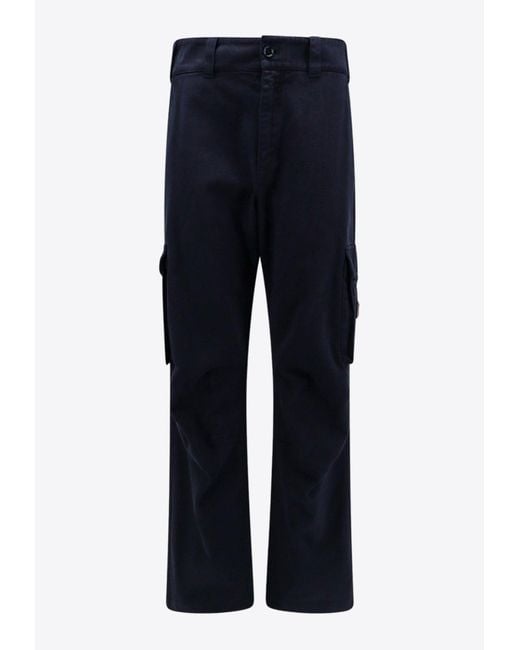 Dolce & Gabbana Blue Logo Plaque Straight-Leg Cargo Pants for men