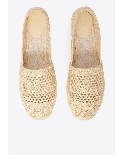 Chloé Natural Island Crochet Knit Espadrilles