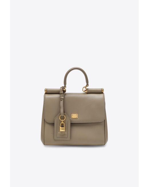 Dolce & Gabbana Gray My Sicily Leather Top Handle Bag