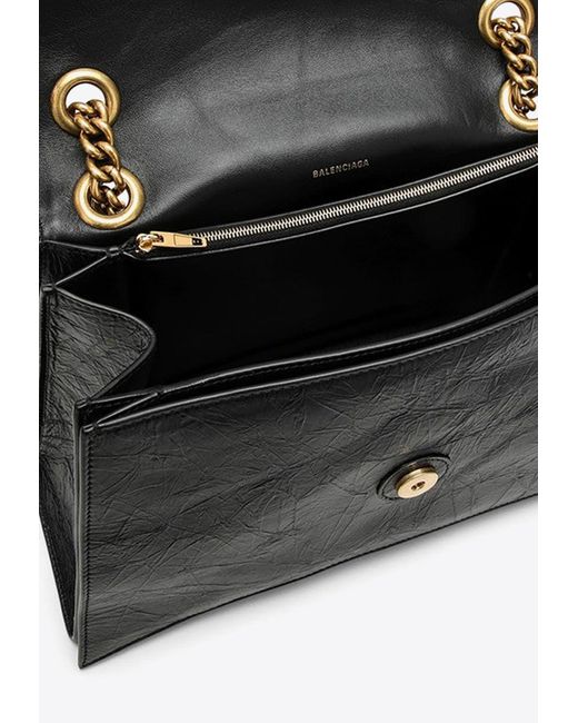 Balenciaga Black Medium Crush Shoulder Bag