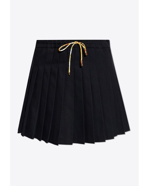 Versace Black Drawstring Pleated Mini Skirt