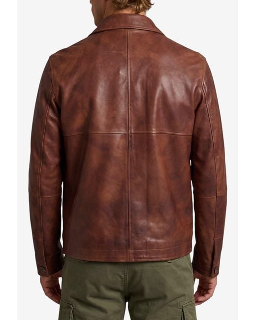 Arma Brown Steep Leather Jacket for men