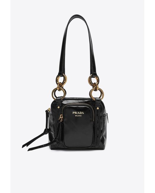Prada Black Mini Dangle Calf Leather Shoulder Bag