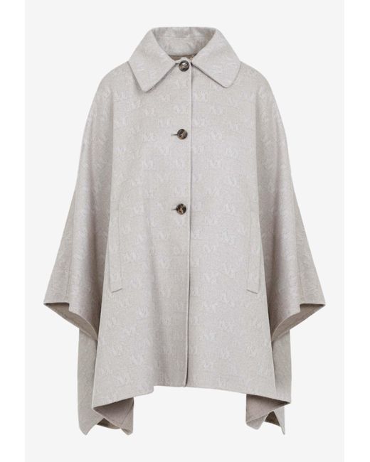 Max Mara Gray Jago Logo Long Cape