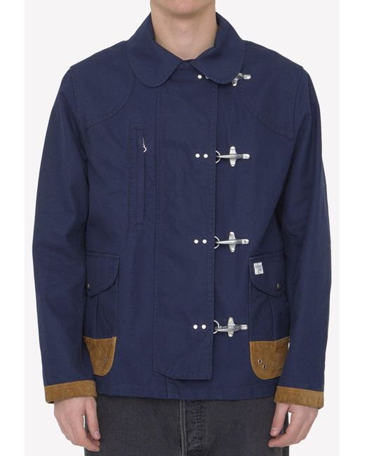 FAY ARCHIVE Blue Four-Hooks Cotton Jacket for men