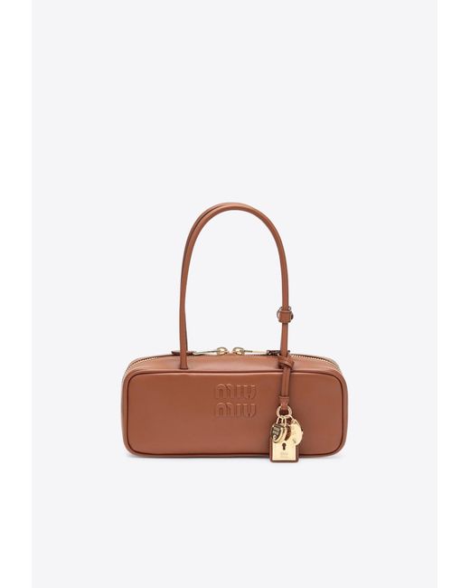 Miu Miu White Small Beau Leather Top Handle Bag