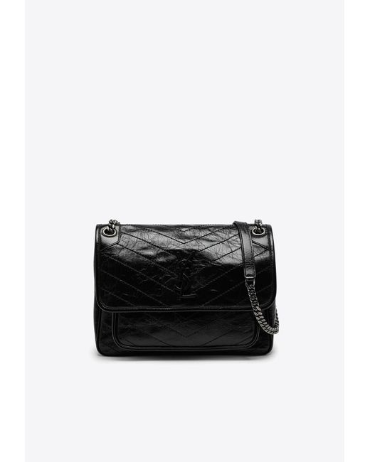 Medium Niki Leather Shoulder Bag in Black - Saint Laurent