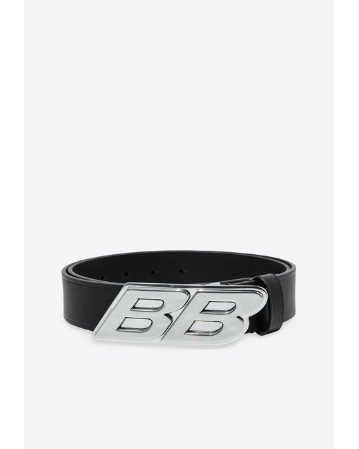 Balenciaga Black Moto Logo-buckle Leather Belt for men