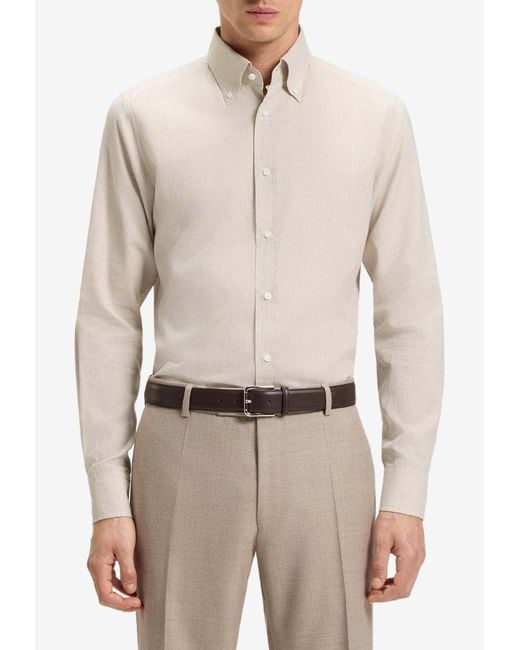Boss Natural Long-Sleeved Poplin Shirt for men