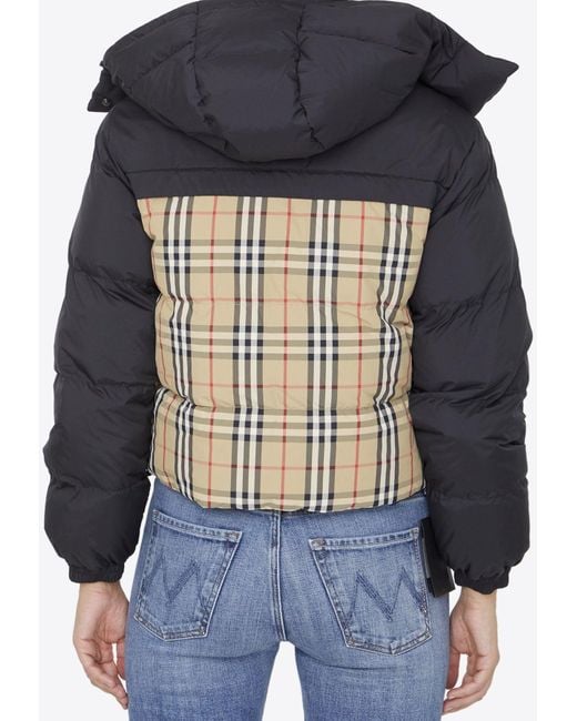 Burberry Reversible Cropped Down Jacket in Blue Lyst