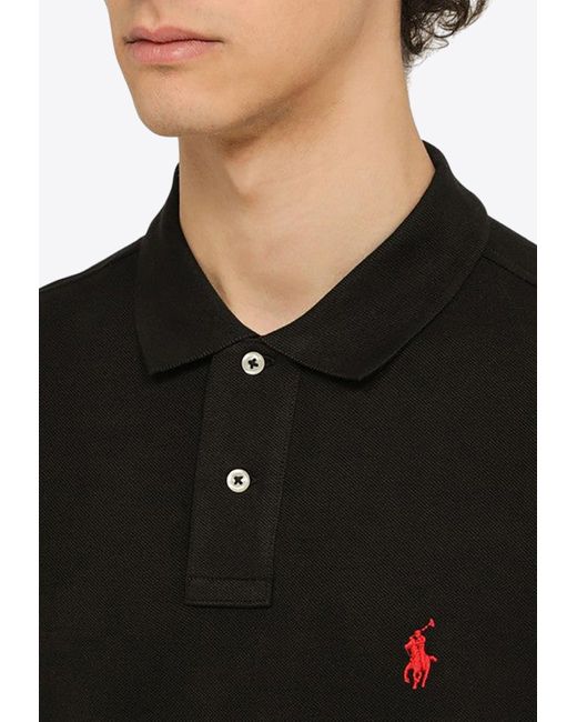 Polo Ralph Lauren Black Logo Embroidered Polo T-Shirt for men